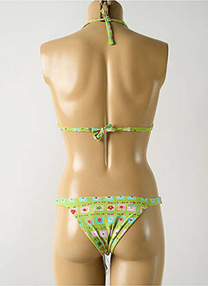 Maillot de bain 2 pièces stretch haut triangles vert SALINAS femme