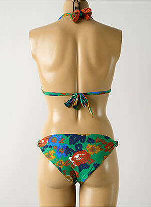 Maillot de bain 2 pièces stretch haut triangles vert SALINAS femme