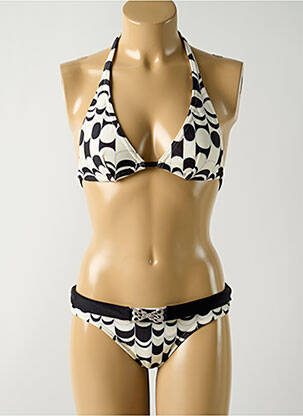 Maillot de bain 2 pièces stretch haut triangles noir SALINAS femme