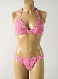 Maillot de bain 2 pièces stretch haut soutien-gorge emboitant rose SALINAS femme