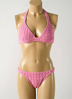 Maillot de bain 2 pièces stretch haut soutien-gorge emboitant rose SALINAS femme