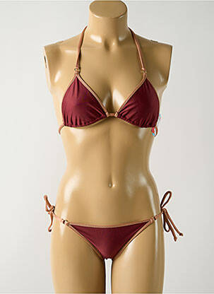 Maillot de bain 2 pièces stretch haut triangles rouge SALINAS femme