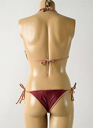 Maillot de bain 2 pièces stretch haut triangles rouge SALINAS femme