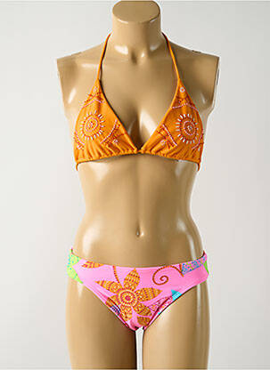 Maillot de bain 2 pièces stretch haut triangles rose SALINAS femme