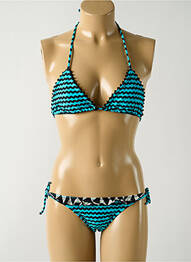 Maillot de bain 2 pièces stretch haut triangles bleu SALINAS femme