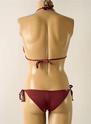 Maillot de bain 2 pièces stretch haut triangles rouge SALINAS femme