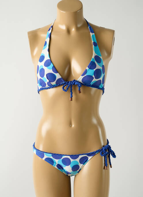 Maillot de bain 2 pièces stretch haut soutien-gorge emboitant bleu SALINAS femme
