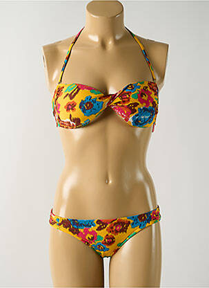 Maillot de bain 2 pièces stretch haut soutien-gorge avec mousse de rembourrage amovible jaune SALINAS femme