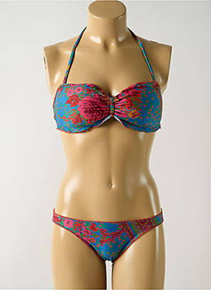 Maillot de bain 2 pièces stretch haut soutien-gorge avec mousse de rembourrage amovible bleu SALINAS femme