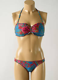 Maillot de bain 2 pièces stretch haut soutien-gorge avec mousse de rembourrage amovible bleu SALINAS femme