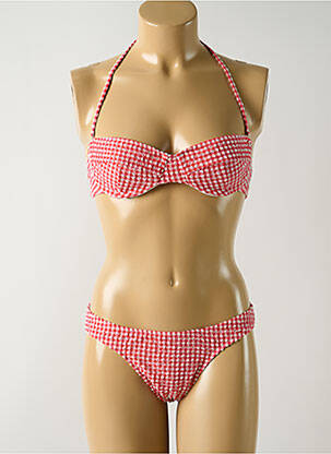 Maillot de bain 2 pièces stretch haut soutien-gorge emboitant rouge SALINAS femme