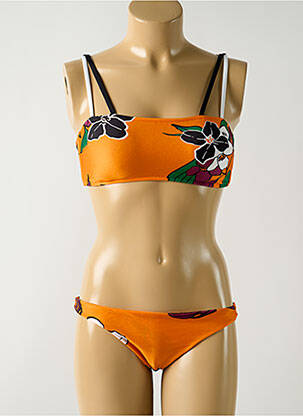 Maillot de bain 2 pièces stretch haut soutien-gorge avec mousse de rembourrage amovible orange SALINAS femme