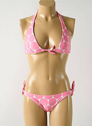 Maillot de bain 2 pièces stretch haut soutien-gorge emboitant rose SALINAS femme