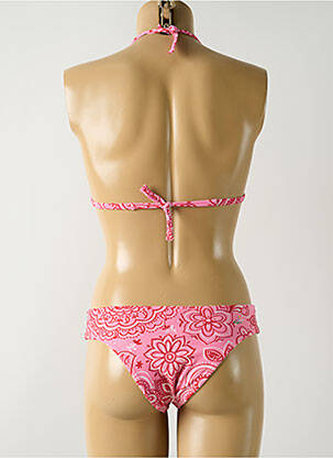 Maillot de bain 2 pièces fermeture liens à nouer haut triangles rose SALINAS femme