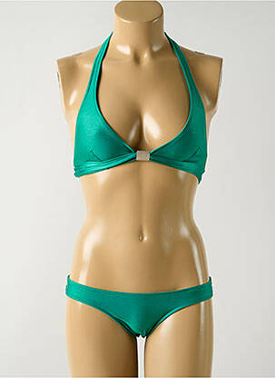 Maillot de bain 2 pièces stretch haut soutien-gorge emboitant vert SALINAS femme