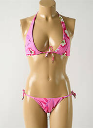 Maillot de bain 2 pièces stretch haut soutien-gorge emboitant rose SALINAS femme