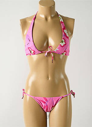 Maillot de bain 2 pièces stretch haut soutien-gorge emboitant rose SALINAS femme