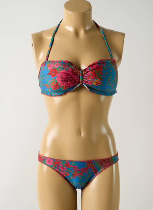 Maillot de bain 2 pièces stretch haut soutien-gorge avec mousse de rembourrage amovible bleu SALINAS femme