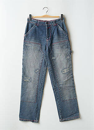 Jeans coupe droite effet usé délavé taille normale bleu TWO ANGLE femme