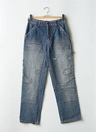 Jeans coupe droite effet usé délavé taille normale bleu TWO ANGLE femme