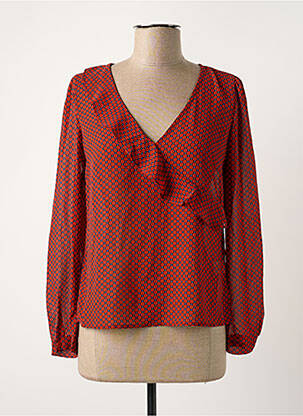 Blouse imprimé fantaisie manches longues rouge YUKA femme