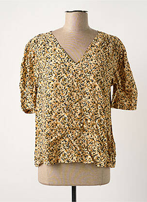 Blouse tissage popeline manches courtes beige GRACE & MILA femme