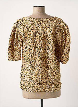 Blouse tissage popeline manches courtes beige GRACE & MILA femme