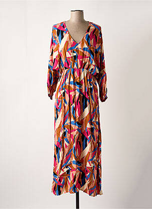 Robe longue manches longues manches longues rose GRACE & MILA femme