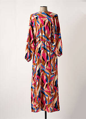 Robe longue manches longues manches longues rose GRACE & MILA femme