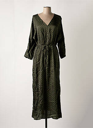 Robe longue manches longues manches longues vert GRACE & MILA femme