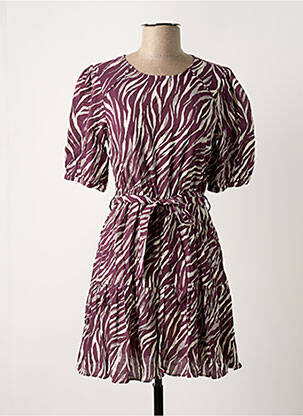 Robe courte manches courtes manches courtes violet GRACE & MILA femme