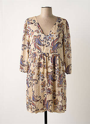 Robe courte coupe fluide manches 3/4 beige VINTAGE LOVE femme