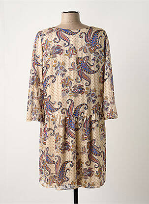 Robe courte manches 3/4 manches 3/4 beige VINTAGE LOVE femme