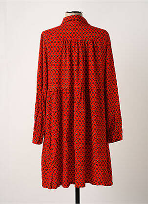 Robe mi-longue imprimé fleurs manches longues rouge GRACE & MILA femme