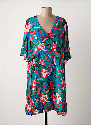 Robe mi-longue coupe évasée manches courtes vert GRACE & MILA femme