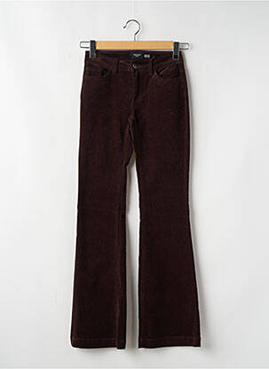 Pantalon droit fermeture zippée sous rabat boutonné marron VERO MODA femme