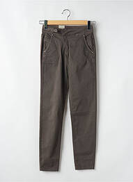 Pantalon droit fermeture zippée sous rabat avec crochet marron CREAM femme