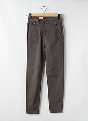 Pantalon droit fermeture zippée sous rabat avec crochet marron CREAM femme