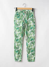 Pantalon droit fermeture zippée sous rabat boutonné vert CREAM femme