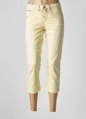 Pantacourt stretch taille normale jaune CREAM femme