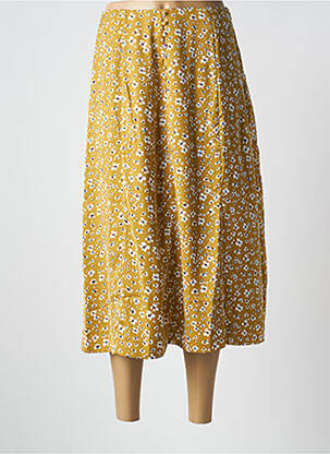 Jupe mi-longue taille à pinces jaune ICHI femme