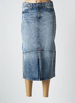 Jupe mi-longue taille à pinces bleu ICHI femme