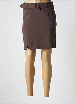 Jupe courte taille haute marron ICHI femme