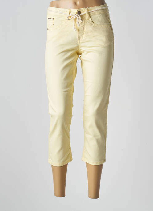 Pantacourt stretch taille normale jaune CREAM femme