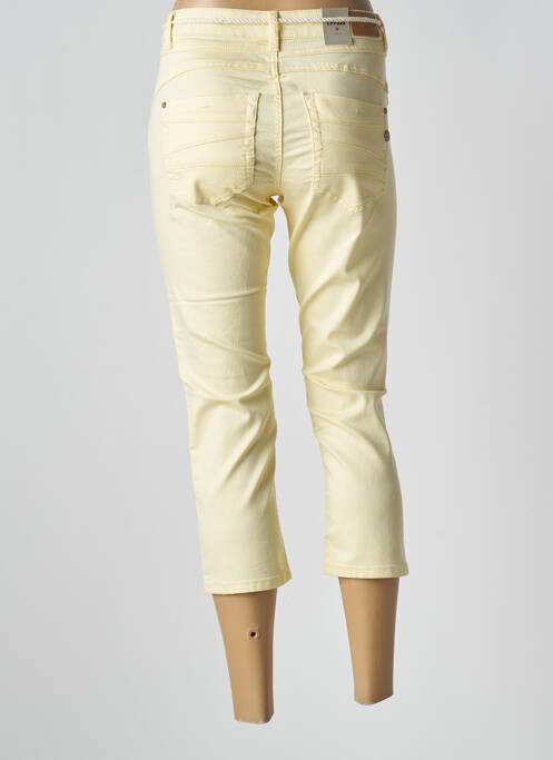 Pantacourt stretch taille normale jaune CREAM femme