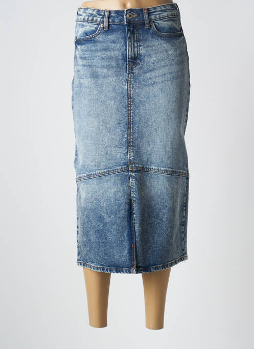 Jupe mi-longue taille à pinces bleu ICHI femme
