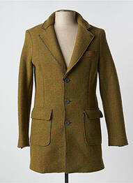 Manteau long tissage chiné sans capuche vert RECYCLED ART WORLD homme