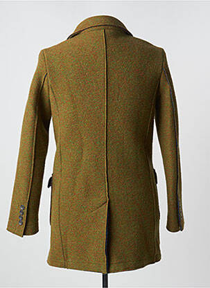 Manteau long tissage chiné sans capuche vert RECYCLED ART WORLD homme