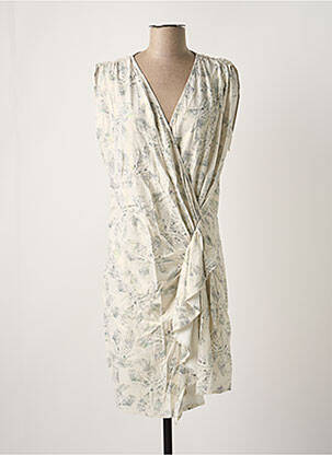 Robe mi-longue imprimé fantaisie manches courtes blanc EVA KAYAN femme