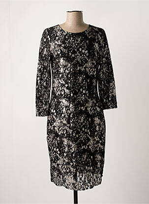 Robe mi-longue manches 3/4 manches 3/4 noir EVA KAYAN femme